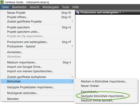 Gezippte_Camtasia-Bibliothek_importieren