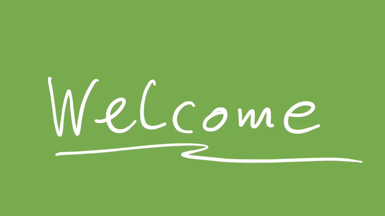Das Wort "Welcome" auf grünem Hintergrund
