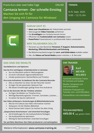 Flyer "Camtasia lernen - Der schnelle Einstieg" Titelbild